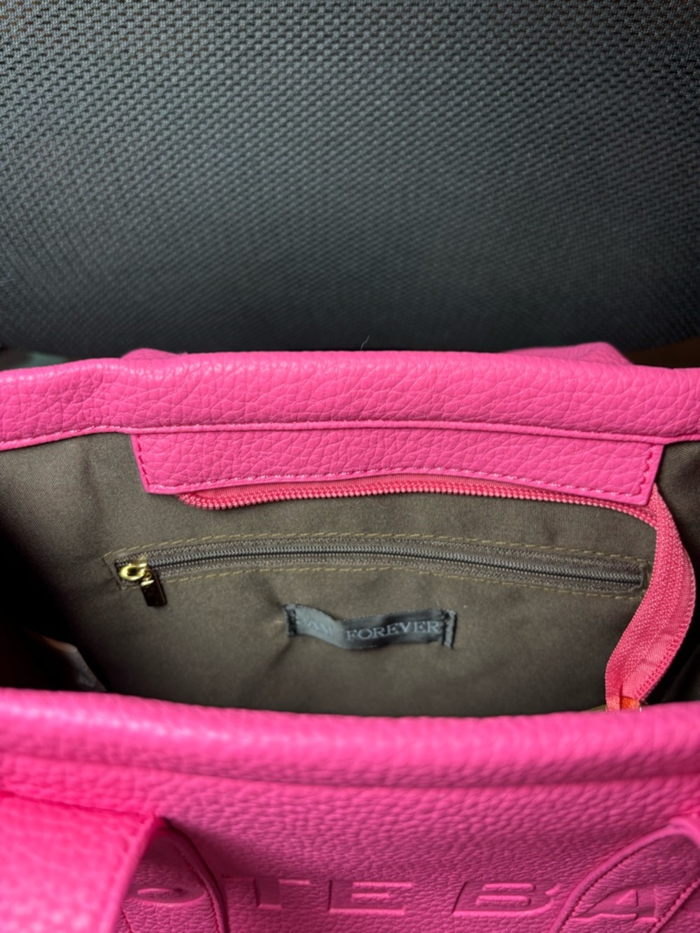 3AM Forever Structured Pink Women's Tote Bag with Embossed detail. - Picture 6 of 9